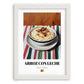 Arroz con Leche – on Striped Tablecloth, Spanish Dessert Wall Art, placed in minimal white frame