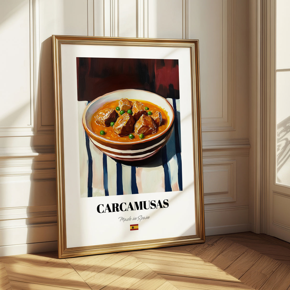 Carcamusas – on Striped Tablecloth, Spanish Food Art