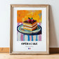 Opéra Cake – Colorful Oil Painting, French French Dessert Painting, in wooden frame leaning on the floor
