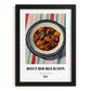 Bœuf Bourguignon – on Striped Tablecloth, French Food Wall Decor, in sleek black frame