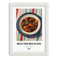 Bœuf Bourguignon – on Striped Tablecloth, French Food Wall Decor, placed in minimal white frame