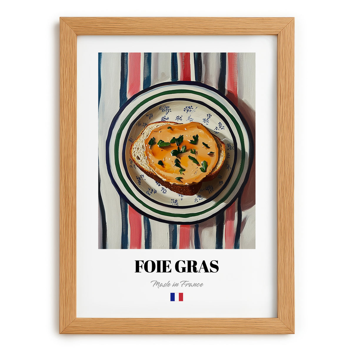 Foie Gras – Colorful Oil Painting, French Food Painting, set in oak frame