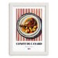 Confit de Canard – on Striped Tablecloth, French Food Illustration, placed in minimal white frame