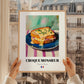 Croque Monsieur – Oil Painting, French Food Wall Illustration, styled in a charming Paris street view