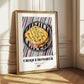 Croque Monsieur – on Striped Tablecloth, French Food Painting