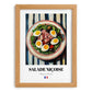 Salade Niçoise – on Striped Tablecloth, French Food Painting, set in oak frame
