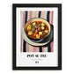 Pot-au-feu – on Striped Tablecloth, French Food Painting, in sleek black frame