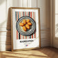 Madeleines – on Striped Tablecloth, French French Pastry Wall Decor 