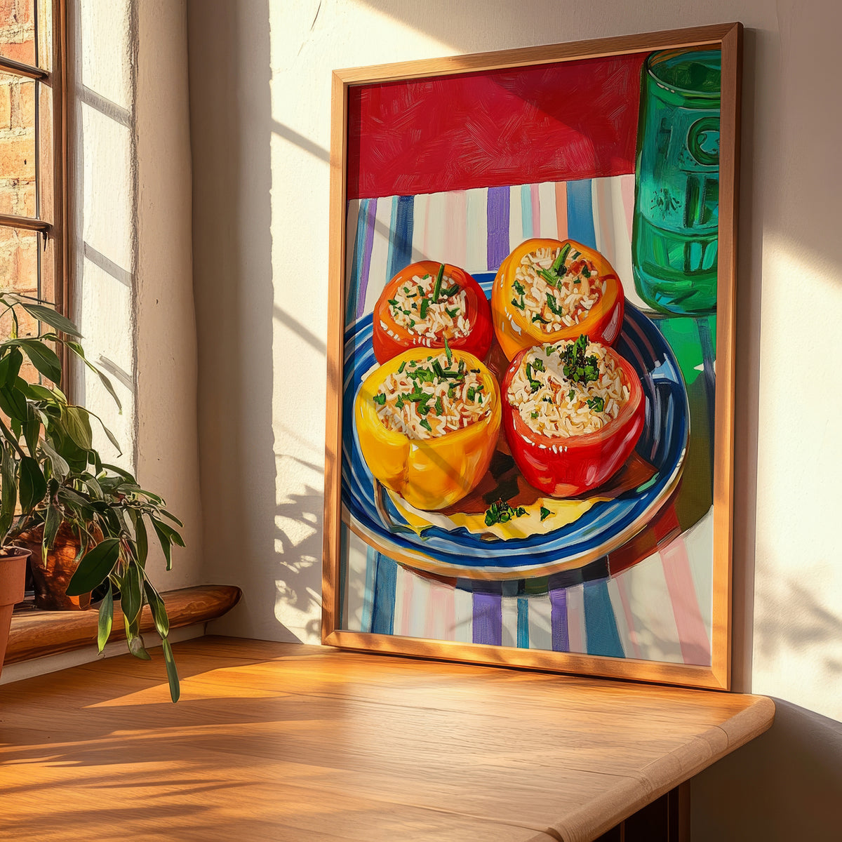 Gemista – Oil Painting, Greek Food Wall Art, clean layout with no caption