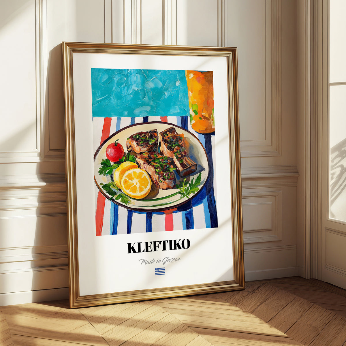 Kleftiko – Colorful Oil Painting, Greek Food Painting