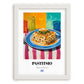 Pastitsio – Colorful Oil Painting, Greek Pasta Still Life, placed in minimal white frame
