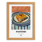 Pastitsio – on Striped Tablecloth, Greek Pasta Wall Art, set in oak frame
