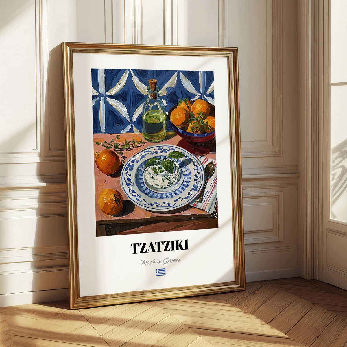 Tzatziki – Colorful Oil Painting, Greek Food Wall Art