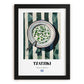 Tzatziki – on Striped Tablecloth, Greek Food Wall Illustration, in sleek black frame