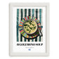 Avgolemono Soup – on Striped Tablecloth, Greek Food Wall Decor, placed in minimal white frame