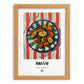 Briám – on Striped Tablecloth, Greek Food Wall Illustration, set in oak frame