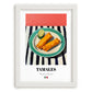 Tamales – on Striped Tablecloth, Mexican Food Wall Decor, placed in minimal white frame