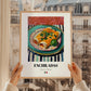Enchiladas – on Striped Tablecloth, Mexican Food Illustration, styled in a charming Paris street view