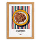 Carnitas – on Striped Tablecloth, Mexican Food Illustration, set in oak frame