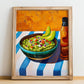 Guacamole – Colorful Oil Painting, Mexican Food Illustration, no-text version framed in wood