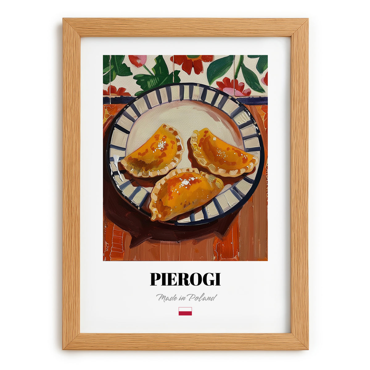 Pierogi – Art, Polish Pastry Poster, set in oak frame