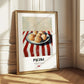 Pączki – on Striped Tablecloth, Polish Pastry Wall Decor 