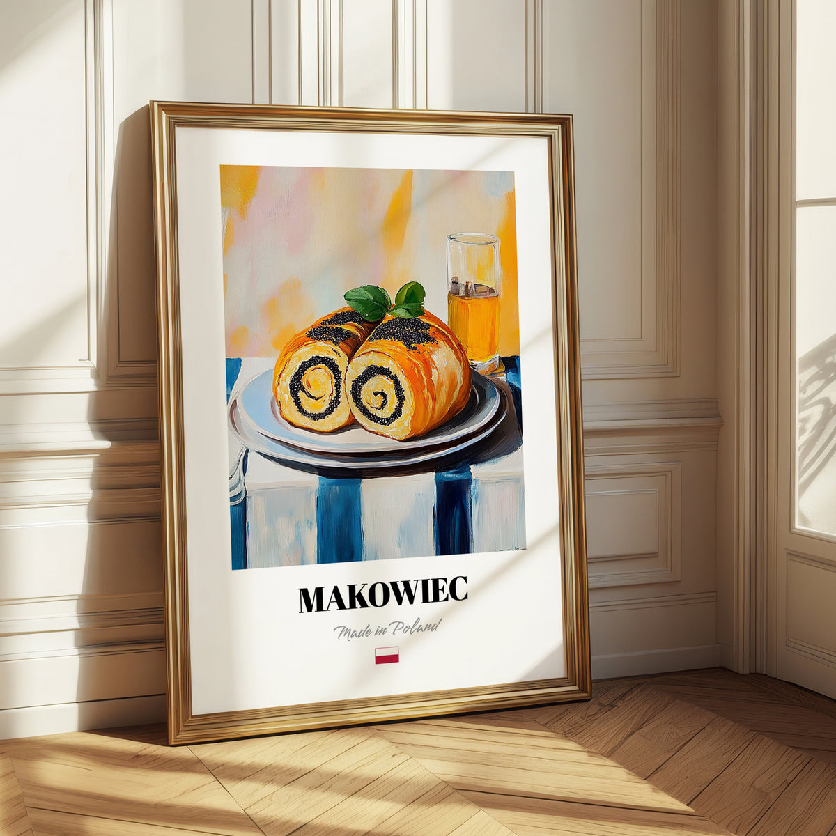 Makowiec – Oil Painting, Polish Dessert Wall Decor 