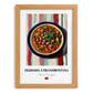 Feijoada à Transmontana – on Striped Tablecloth, Portuguese Food Print, set in oak frame