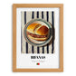 Bifanas – on Striped Tablecloth, Portuguese Food Illustration, set in oak frame