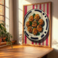 Köfte – on Striped Tablecloth, Turkish Food Wall Painting, clean layout with no caption