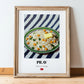 Pilav – on Striped Tablecloth, Turkish Food Print, in wooden frame leaning on the floor