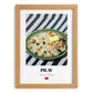 Pilav – on Striped Tablecloth, Turkish Food Print, set in oak frame