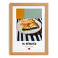Su Böreği – on Striped Tablecloth, Turkish Pastry Poster, set in oak frame
