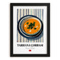 Tarhana Çorbası – on Striped Tablecloth, Turkish Food Still Life, in sleek black frame