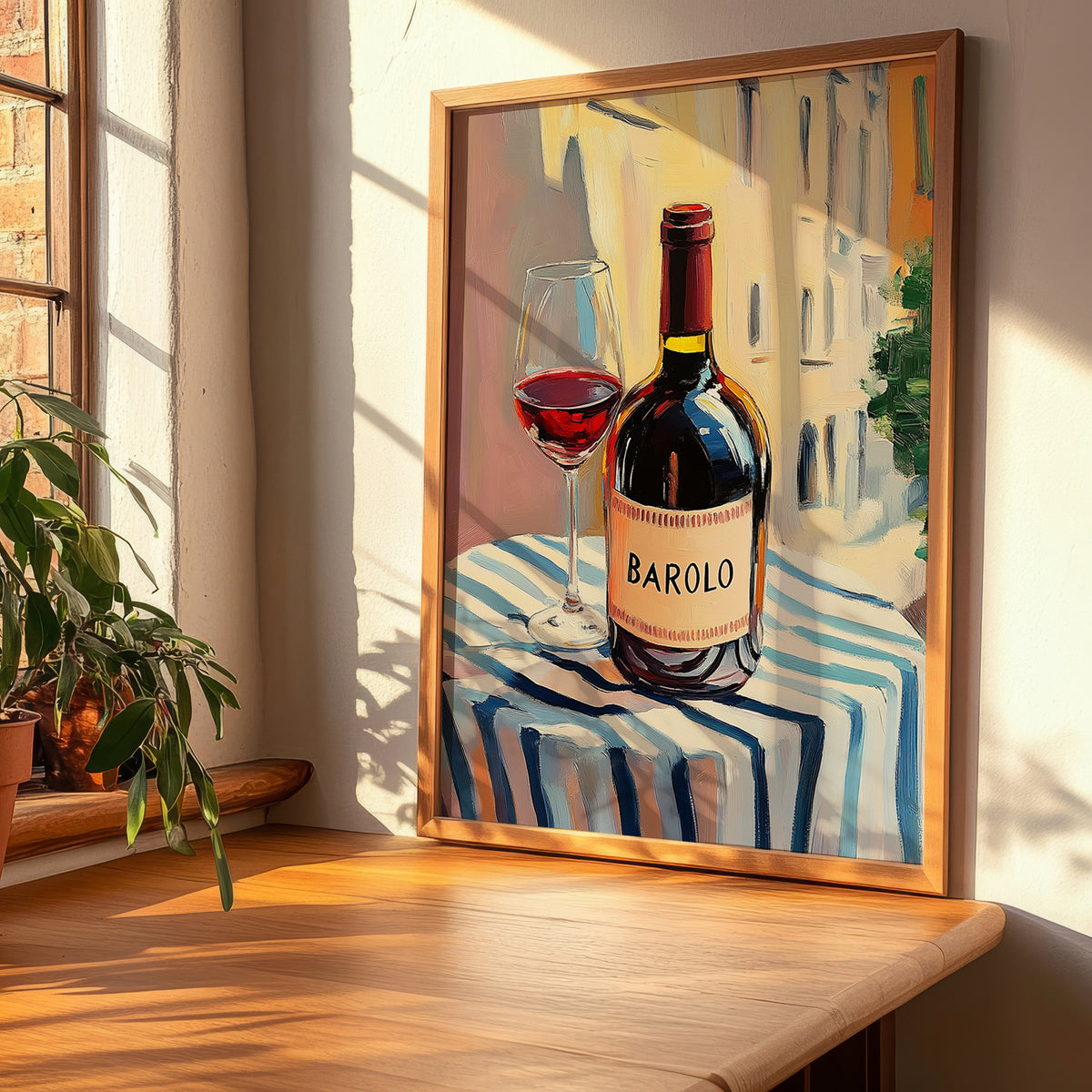 Barolo – Italian Café on the Corner, Italian Wine Illustration, clean layout with no caption
