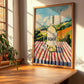 Soave – Italian Hilltop Café Scene, Italian Wine Illustration, clean layout with no caption