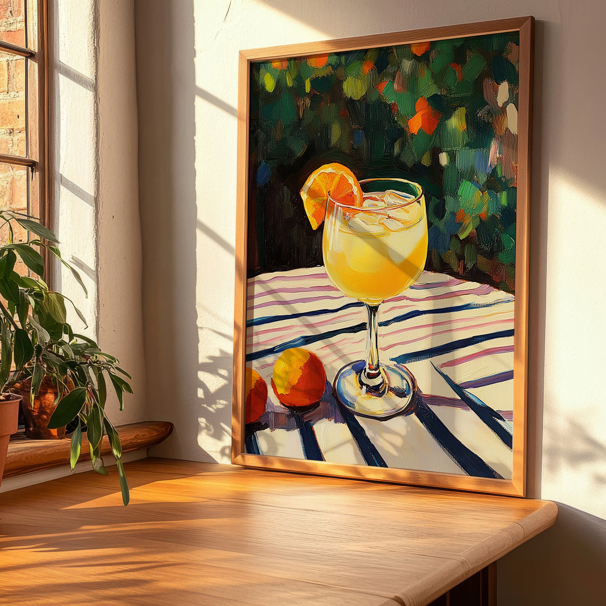 Agua De Valencia – Spanish Garden Café Scene, Spanish Cocktail Still Life, clean layout with no caption