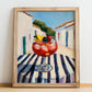 Sangría – Spanish Urban Café Scene, Spanish Cocktail Painting, no-text version framed in wood