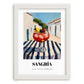 Sangría – Spanish Urban Café Scene, Spanish Cocktail Painting, placed in minimal white frame