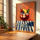 Sangría – on Striped Tablecloth, Spanish Cocktail Illustration, clean layout with no caption