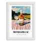Monbazillac – French Hillside Café View, French Wine Illustration, placed in minimal white frame
