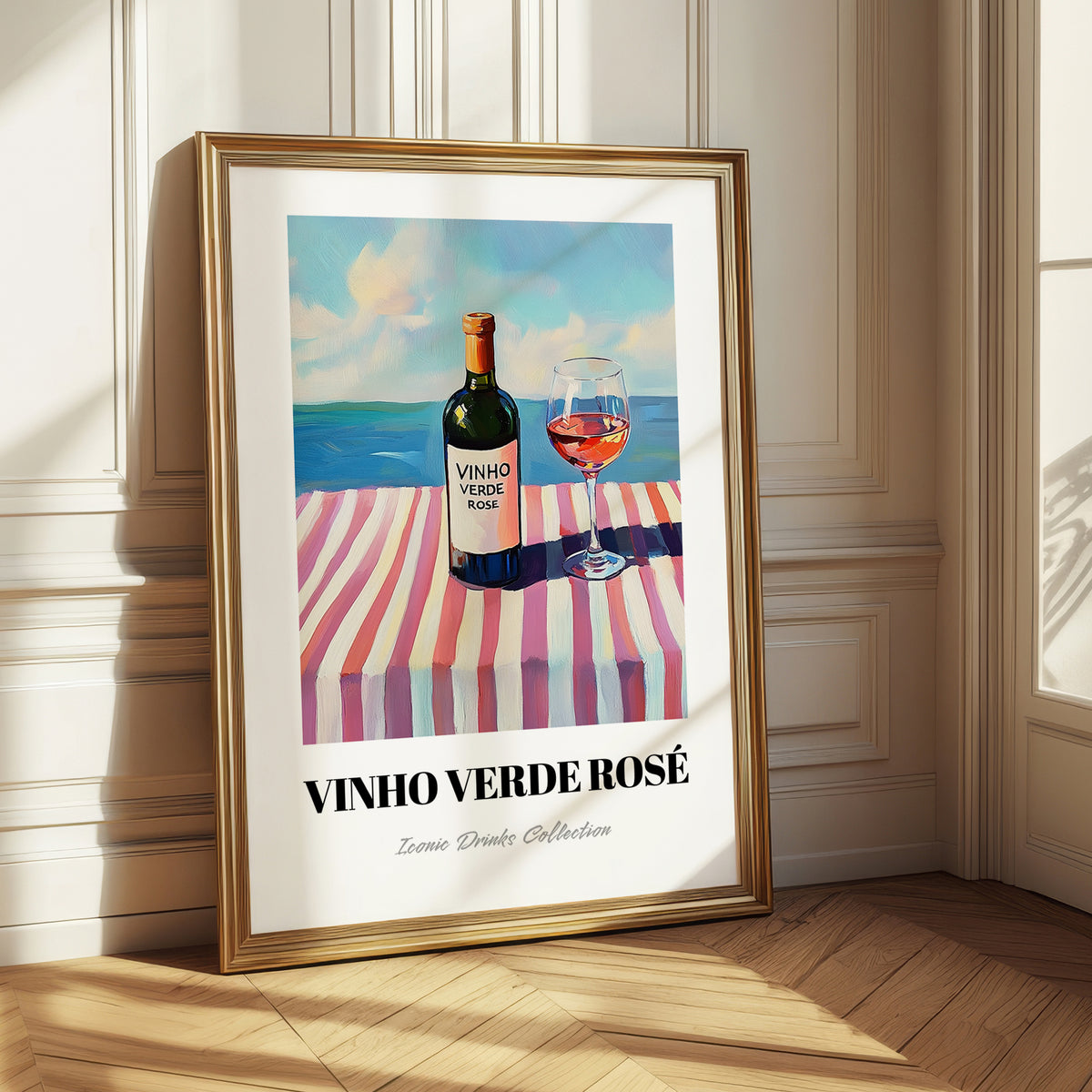 Vinho Verde Rosé – Portuguese Coastal Café Moment, Portuguese Wine Illustration