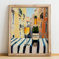 Espumante Bairrada – Portuguese Outdoor Café Scene, Portuguese Sparkling Wine Wall Poster, no-text version framed in wood