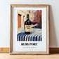 Ruby Port – Portuguese Street Café Scene, Portuguese Dessert Wine Print, in wooden frame leaning on the floor