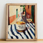 White Port – Portuguese Urban Café Scene, Portuguese Dessert Wine Wall Decor, no-text version framed in wood