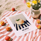 Ouzito – on Striped Tablecloth, Greek Cocktail Wall Decor, unframed on coastal sand
