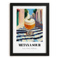 Metaxa Sour – Greek Street Café Scene, Greek Cocktail Art, in sleek black frame