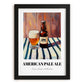 American Pale Ale (APA) – on Striped Tablecloth, American Beer Illustration, in sleek black frame