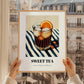 Sweet Tea – on Striped Tablecloth, American Beverage Painting, styled in a charming Paris street view