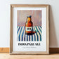 India Pale Ale Beer (IPA) – on Striped Tablecloth, English Beer Poster, in wooden frame leaning on the floor